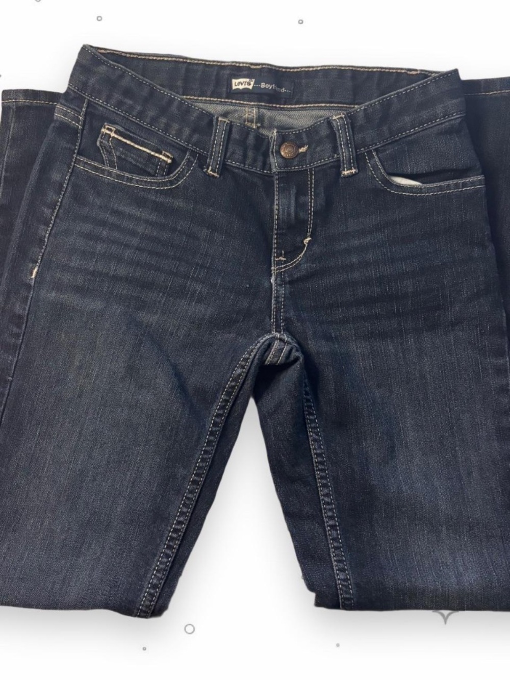 Levi's Girls Boyfriend Jeans Size 10 Regular Dark Wash Stretch Denim